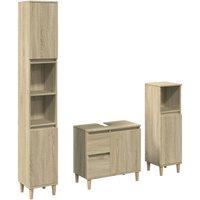 Berkfield Home 3 Piece Bathroom Furniture Set Sonoma Oak Engineered Wood in Light Tan
