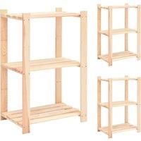 Berkfield Home 3-Tier Storage Racks 3 pcs 60x38x90 cm Solid Pinewood 150 kg in Beige | Size: 60 x 38 x 90 cm