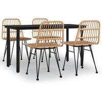 Berkfield Home 5 Piece Garden Dining Set Poly Rattan in Tan