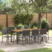 Berkfield Home 9 Piece Garden Dining Set Black Poly Rattan