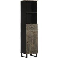 Berkfield Home Bathroom Cabinet Black 38x33x160 cm Solid Wood Mango | Size: 38 x 33 x 160 cm