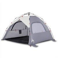 Berkfield Home Beach Tent 3-Person Grey Quick Release Waterproof