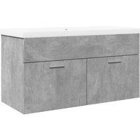 Berkfield Home Bathroom Sink Cabinet with Built-in Basin Concrete Grey