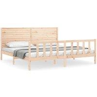 Berkfield Home Bed Frame with Headboard 200x200 cm Solid Wood in Natural