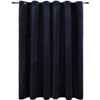 Berkfield Home Blackout Curtain with Metal Rings Velvet Black 290x245 cm in Dark Navy