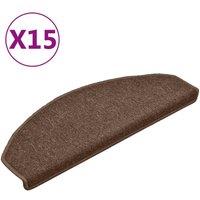 Berkfield Home Carpet Stair Treads 15 pcs Brown 65x24x4 cm | Size: Medium