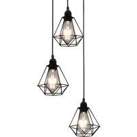 Berkfield Home Ceiling Lamp with Diamond Design Black 3 x E27 Bulbs