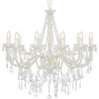 Berkfield Home Chandelier with Beads White 12 x E14 Bulbs