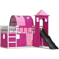 Berkfield Home Bunk Bed without Mattress with Slide & Curtains Pink 90x200 cm