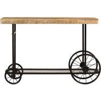 Berkfield Home Console Table 112x36x76 cm Solid Wood Mango & Iron in Brown | Size: 112 x 36 x 76 cm