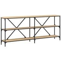 Berkfield Home Console Table Sonoma Oak 180x30x75 cm Engineered Wood & Iron in Brown | Size: 180 x 30 x 75 cm