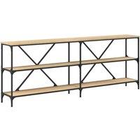 Berkfield Home Console Table Sonoma Oak 200x30x75 cm Engineered Wood & Iron in Tan | Size: 200 x 30 x 75 cm