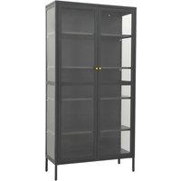 Berkfield Home Display Cabinet Anthracite 90x40x180 cm Steel & Tempered Glass in Black | Size: 90 x 40 x 180 cm