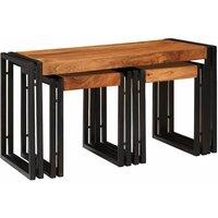 Berkfield Home End Tables 3 pcs Brown & Black Solid Acacia wood