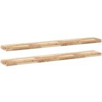 Berkfield Home Floating Shelves 2 pcs 140x20x4 cm Untreated Solid Wood Acacia in Brown | Size: 140 x 20 x 4 cm