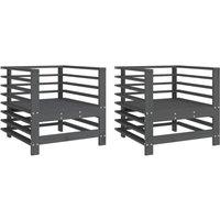 Berkfield Home Garden Chairs 2 pcs Grey Solid Wood Pine