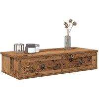 Berkfield Home Wall Shelf with Drawers Old Wood 80x31x17 cm Engineered Wood in Brown | Size: 80 x 31 x 17 cm