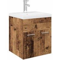 Berkfield Home Sink Cabinet with Built-in Basin & Faucet Old Wood in Brown
