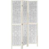 Berkfield Home Room Divider 3 Panels White Solid Wood Paulownia