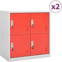 Berkfield Home Locker Cabinets 2 pcs Light Grey & Red 90x45x92.5 cm Steel