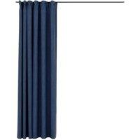 Berkfield Home Linen-Look Blackout Curtains with Hooks Blue 290x245 cm