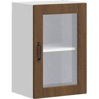 Berkfield Home Kitchen Wall Cabinet with Glass Door Porto Brown Oak
