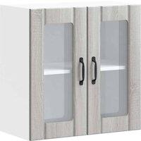 Berkfield Home Kitchen Wall Cabinet with Glass Door Lucca Grey Sonoma Engineered Wood