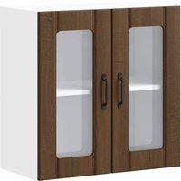 Berkfield Home Kitchen Wall Cabinet with Glass Door Lucca Brown Oak Engineered Wood