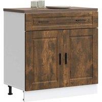 Berkfield Home Kitchen Base Cabinet Porto Smoked Oak Engineered Wood in Brown