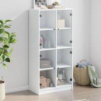 Berkfield Home Highboard with Doors White 68x37x142 cm Engineered Wood | Size: 68 x 37 x 142 cm