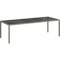 Berkfield Home Garden Table Grey 250x100x75 cm Tempered Glass & Poly Rattan | Size: 250 x 100 x 75 cm