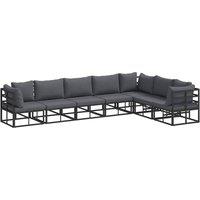 Berkfield Home Garden Sofa Set with Cushion with Pillow 7 pcs Black Aluminium