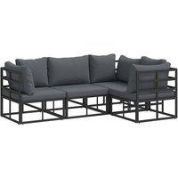 Berkfield Home Garden Sofa Set with Cushion with Pillow 4 pcs Black Aluminium