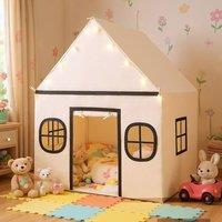 Costway Kids Play Tent Large Playhouse w/ Door Curtain & Windows in Beige
