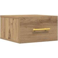 Berkfield Home Bedside Cabinet Wall-Mounted Artisan Oak 35x35x20 cm in Brown | Size: 35 x 35 x 20 cm