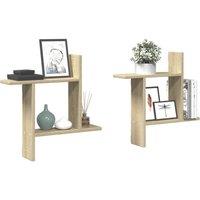 Berkfield Home Wall Shelves 2 pcs Sonoma Oak 50x12x50 cm Engineered Wood in Light Tan | Size: 50 x 12 x 50 cm