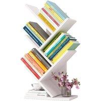 VOGREX 5-Tier White Tree Bookshelf Bookcase Desk Book Rack