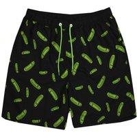 Men's Rick & Morty Pickle Rick Swim Shorts | Black | Official | Size: Large