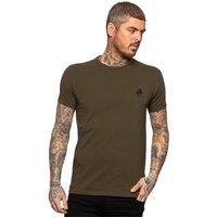 Enzo Men's Slim Fit Stretch T-Shirt in Khaki | Size: Large