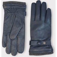 Infinity Leather Men's Italian Leather Warm Wool Lined Winter Knit-Rib Gloves in Navy | Size: Medium