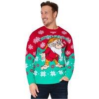 Disney Men's Mens Grumpy Christmas Jumper in Red | Size: Large