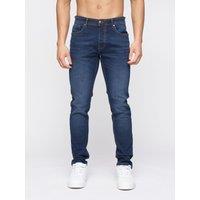 Crosshatch Buraca Men's Slim-Fit Stretch Denim Jeans with Button Fly in Dark Blue | Size: 36R