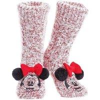 Disney Men's Minnie Mouse Fluffy Socks in Red