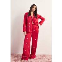 NastyGal Women's Bow Detail Shirt & Shorts Set in Red | Size: Large