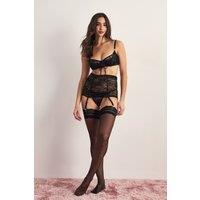 NastyGal Women's Lace Up Overlay Lingerie 3 Piece Set in Black | Size: XL