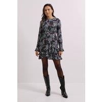 Dorothy Perkins Women's Ruffle Sleeve Frill Detail Printed Mini Dress in Floral | Size: 10