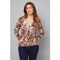 Wallis Women's V Neck Printed Jumper in Animal | Size: Large