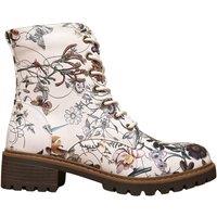 IVACHY Women's Floral Lace-Up Ankle Boots with Side Zip in White | Size: 6