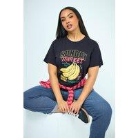 Yours Women's Banana Graphic T-Shirt in Dark Navy | Size: 16