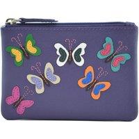 Mala leather Women's Juno Butterflies Leather RFID Coin & Card Purse in Purple